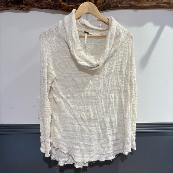 Free People Sweaters - Free People Cream Cowl Neck Sweater with Textural Details